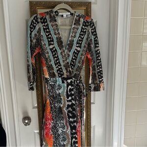 Diane Von Furstenberg Vibrant Long Sleeve Dress